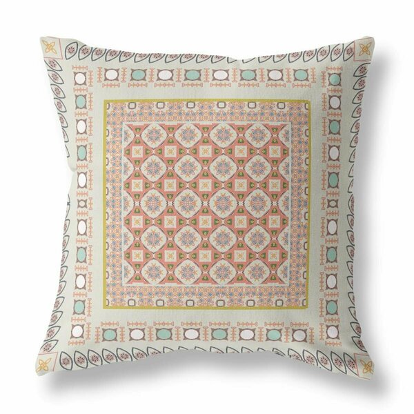 Palacedesigns 26 in. Block Indoor & Outdoor Zippered Throw Pillow Off-White & Orange PA3653639